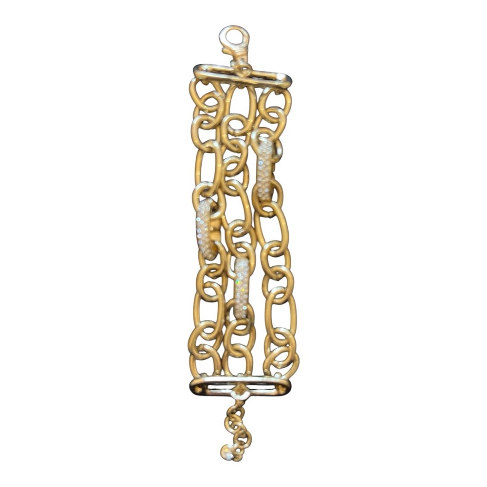 Vintage Gold & Rhinestone Chain Bracelet - Picture 2 of 6